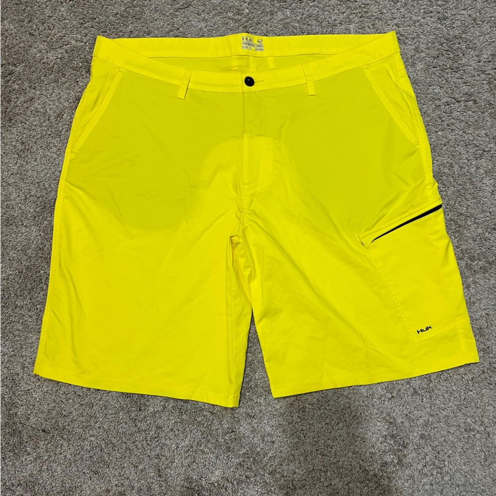 Men’s HUK yellow shorts
